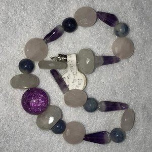 10 3/4" Long Rose Quartz and Rainbow Moonstone Anklet